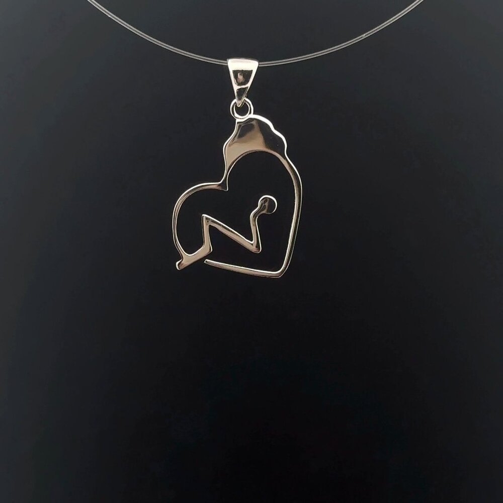 925 Sterling Silver Pendant Charm  Heart Beat - Picture 4 of 5